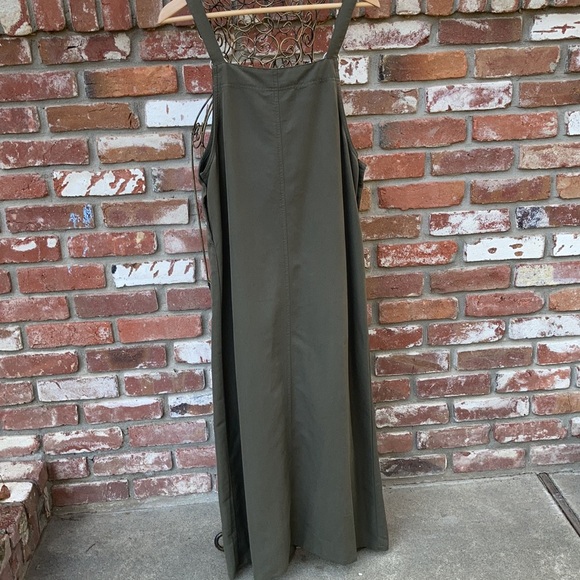 EUC Vintage Olive Green Overall Maxi Dress 90’s Lagenlook Size S - Picture 7 of 12